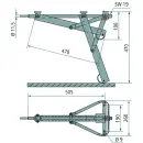 Support rotatif galvanisé Châssis système ALKO A 505 mm B 470 mm C 260 mm D 190 mm