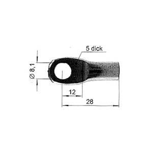 Œillets pour ressorts à gaz (ovales) B 8,1 mm A 28 mm F M8