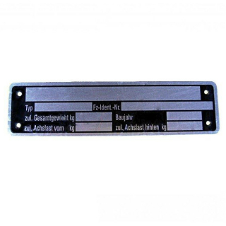 Plaque signalétique neutre pour remorques aluminium 148 x 38 mm